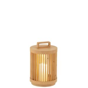 Lampe cylindrique en bois de sapin beige 20.5x20.5x32 cm