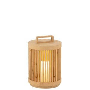 Lampe cylindrique en bois de sapin beige 24.5x24.5x36 cm