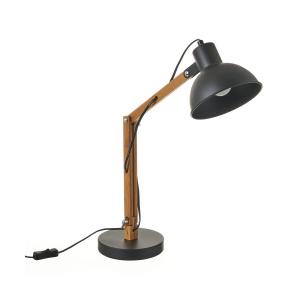 Lampe de bureau articulée métal noir et bambou H40,5cm