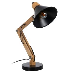 Lampe de bureau articulée métal noir et bois 39x19x55cm