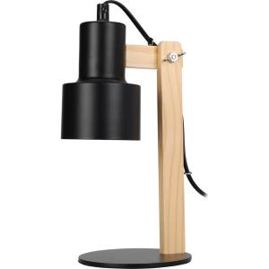 Lampe de bureau articulée métal noir et bois H32cm