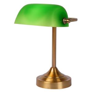 Lampe de bureau métal et verre vert bronze H30cm