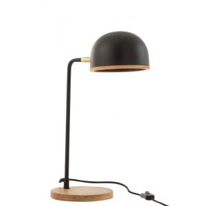 Lampe de bureau métal noir bois naturel H48cm