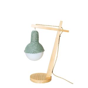 Lampe de bureau ou de chevet en bois avec abat-jour en lain…