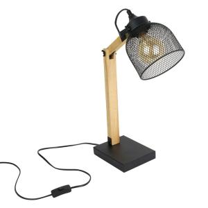 Lampe de bureau style industriel métal et bois noir