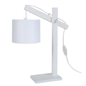 *LAMPE DE BUREAU TOSEL ,bois,Blanc   ,H50x D 27xP27 cm