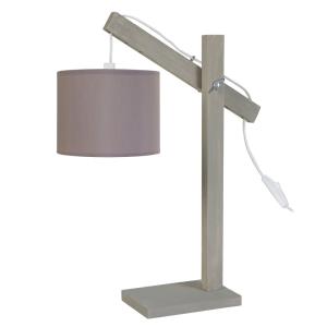 *LAMPE DE BUREAU TOSEL ,bois,Gris ,H50xD 27xP27cm
