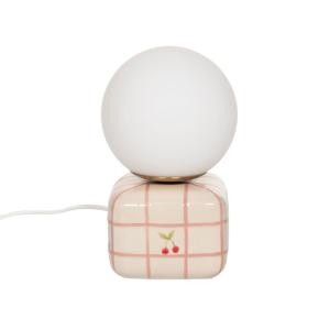 Lampe de chevet cerise céramique et verre  15x25cm
