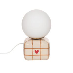 Lampe de chevet coeur céramique et verre 15x25cm