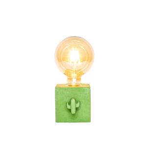 Lampe de chevet en béton vert avec son cactus et ampoule à…