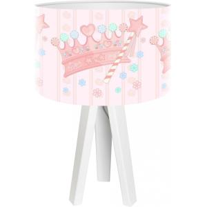 Lampe de chevet enfant trépied blanc abat jour rose