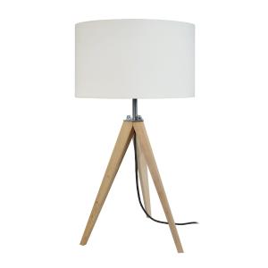 Lampe de chevet ronde bois naturel et ècru D30xP30xH54 cm