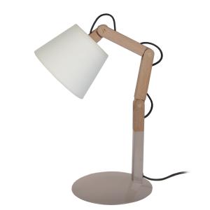 Lampe de chevet ronde bois taupe,naturel D16xP16xH45 cm