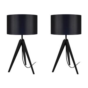 Lampe de Chevet TOSEL ,bois,Noir , H 56xD30x P 30cm