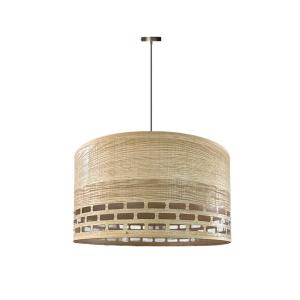 Lampe de plafond en bois clair avec tissu naturel