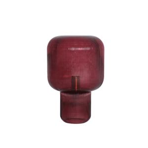 Lampe de salon en crystal bordeaux strié en 27x27x42 cm