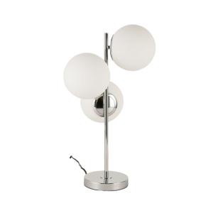 Lampe de table 3 globes en verre Ø15 cm, E27, chromée
