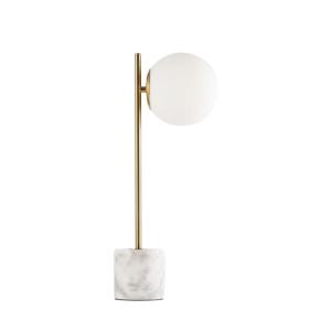 Lampe de table avec base en marbre et globe opalin, E27, do…