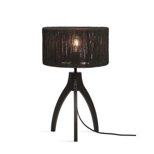 Lampe de table bambou abat-jour jute noir, h. 41cm