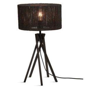 Lampe de table bambou abat-jour jute noir, h. 45cm