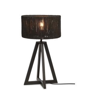 Lampe de table bambou abat-jour jute noir, h. 51cm