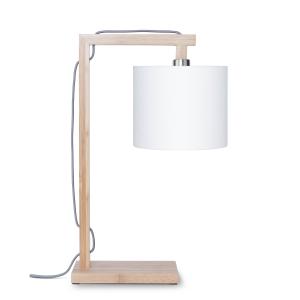 Lampe de table bambou abat-jour lin blanc, h. 47cm
