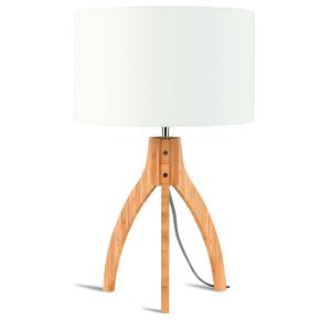Lampe de table bambou abat-jour lin blanc, h. 54cm