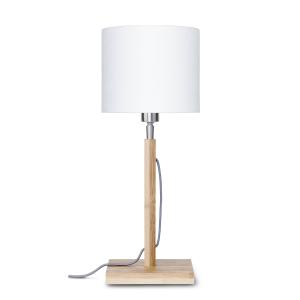 Lampe de table bambou abat-jour lin blanc, h. 59cm