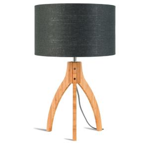 Lampe de table bambou abat-jour lin gris foncé, h. 54cm