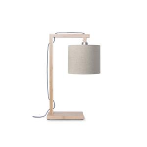 Lampe de table bambou abat-jour lin lin fonc√©, h. 47cm