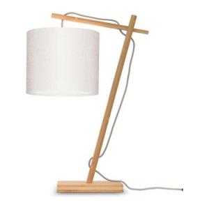 Lampe de table bambou/lin blanc H46cm