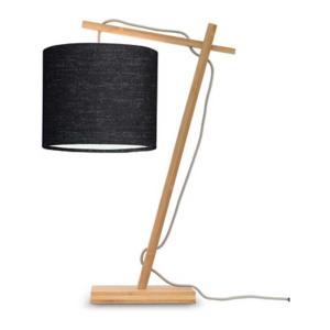Lampe de table bambou/lin noir H46cm