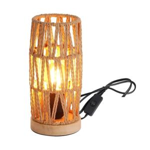 Lampe de table bohème papier tressé et bois naturel H22x10c…