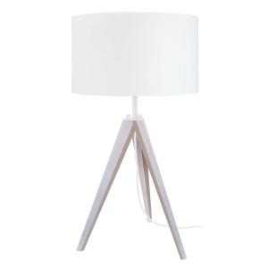 Lampe de table  bois blanc abat-jour tissu blanc