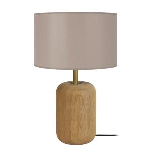Lampe de table bois naturel abat-jour taupe