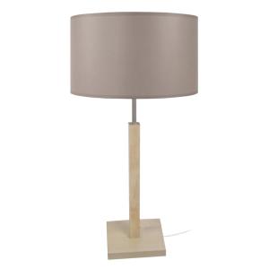 Lampe de table   bois naturel abat-jour tissu taupe