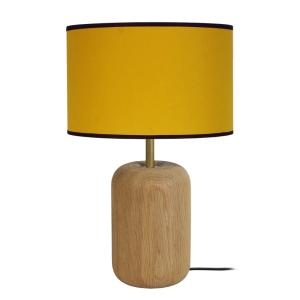 Lampe de table  bois naturel métal abat-jour bois jaune mou…
