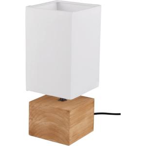 Lampe de table culot E14 bois abat-jour tissu - Trio - Wood…