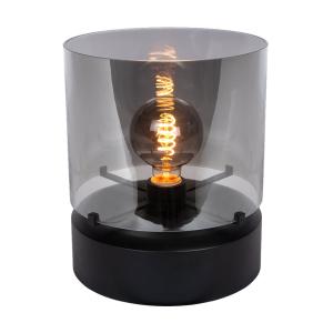 Lampe de table cylindrique en verre noir culot E27