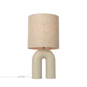 Lampe de table design beige abat-jour en lin beige