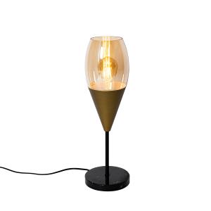 Lampe de table dorée moderne avec verre ambré