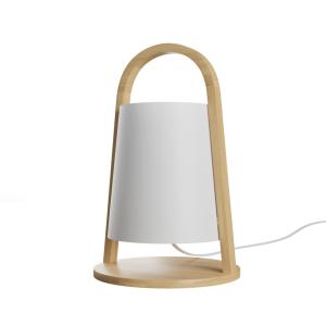 Lampe de table en bambou avec abat-jour blanc 22cm