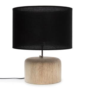 Lampe de table en bois de teck naturel noir