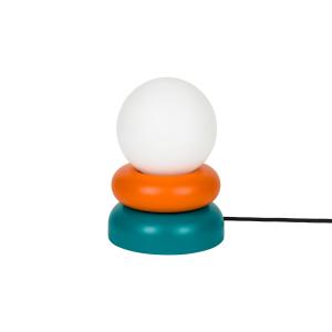 Lampe de table en bois massif, orange et vert