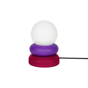 Lampe de table en bois massif, rose et violet