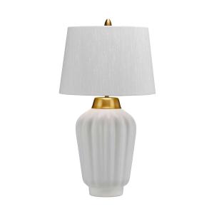 Lampe de table en céramique, blanc et Laiton brossé H:56,2c…