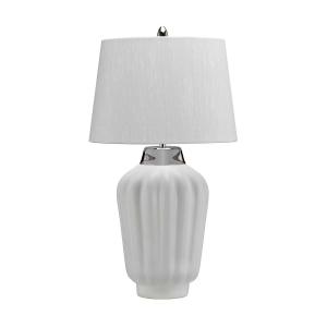 Lampe de table en céramique  - Blanc et nickel poli