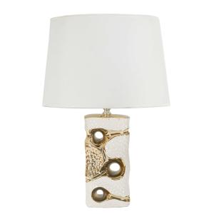 Lampe de table en céramique blanche et dorée Ø 30x43,5 cm