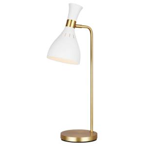 Lampe de table en métal blanc mat / laiton bruni H:635cm