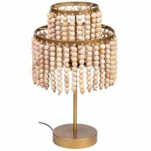 Lampe de table en métal et bois 28,5x28,5x35/50h cm